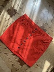 Коралловая юбка Vero Moda джинсовая 40 размер на пуговицах спідниця оранж