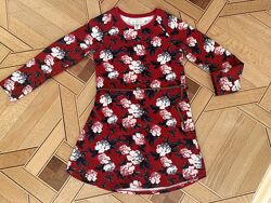 платье туника для девочки теплое красное в цветы H&m 146-152 см, 10-11 лет