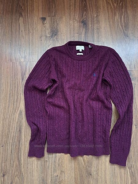 Теплый свитер Jack Wills вишевого цвета, шерсть, размер M-L.