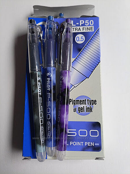 Ручка гелевая капилярка P-500 Pilot 0.5 мм синяя/фиолетовая/черная