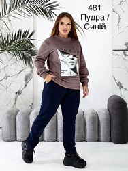 Костюм, спортивный, женский, теплый, на флисе, р. 48,50