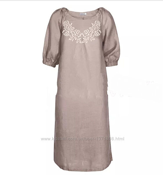Платье свободное льняное коричневое, льняное платье 50 от производителя