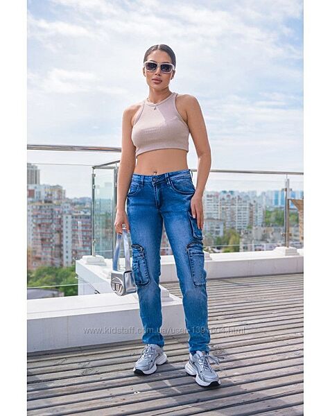 Джинси Fangsida8315 полубатальні сині стрейчеві