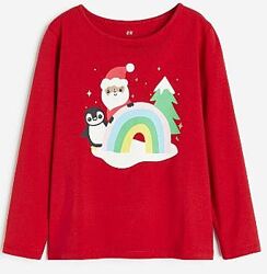 Червоний новорічний реглан H&M на 2-4, 4-6, 6-8, 8-10 років