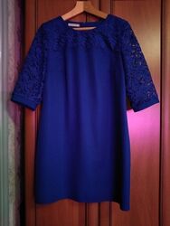 Нарядное синее платье р.54-56, очень красивое, б/у 1раз, как новое