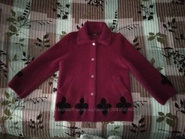 Красивая куртка альпака теплая вишневая р. XXL 48-52