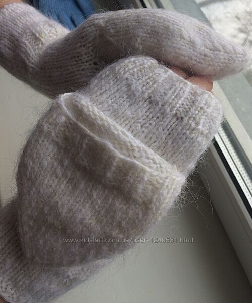 теплые варежки и шапка из ангоры