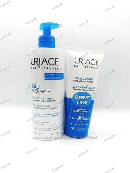 Набір uriage eau thermale lait veloute corps hydratant 500ml  creme lavant