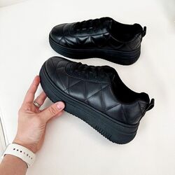 Чорні кросівки еко-шкіра, черные женские кроссовки, черные кросовки 37,39р 