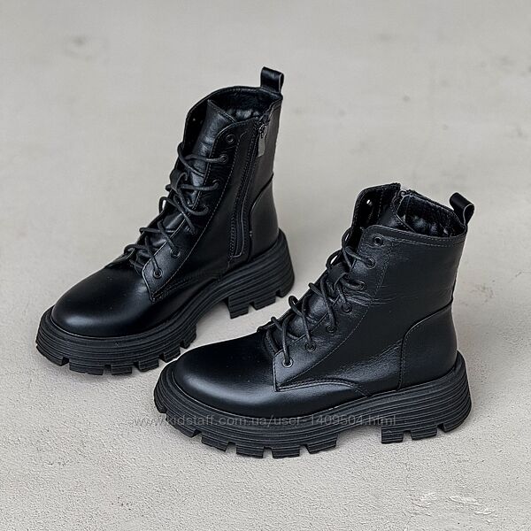 Зимові шкіряні черевики, ботінки шкіряні, ботинки зима 36р - 23 с код 11350
