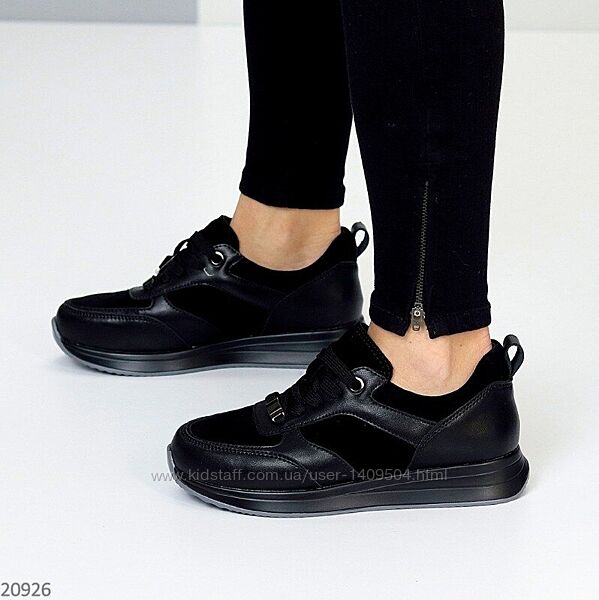 Чорні шкіряні кросівки Glasse, черные кожаные кроссовки 36-41р код 20926