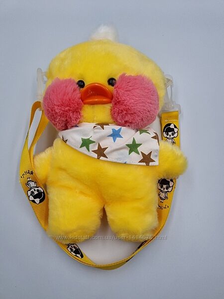 Мяка іграшка сумочка Cafe mimi duck жовтого кольору на ремені.