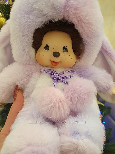 Лялька Мончічі Monchhichi у костюмі бузкового кролика 20 см