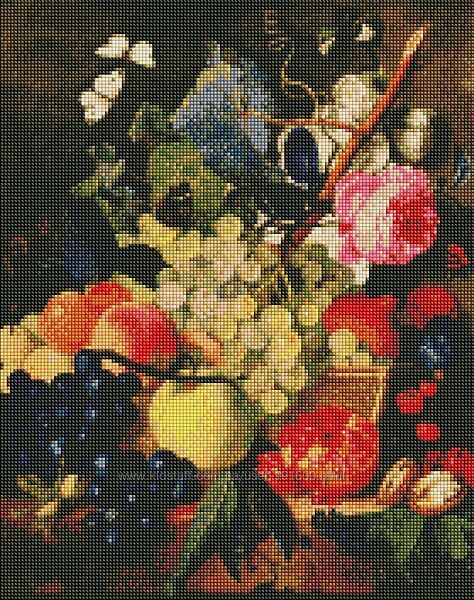 Алмазна мозаїка AMO7248 Кошик з фруктами Jan van Huysum, 40х50см Ідейка на підрамнику