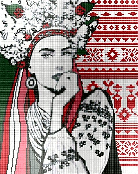 Алмазна мозаїка AMO7371 Очаровательная украинка upillustration, 40x50см Ідейка на підрамнику