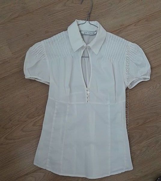 Брендовая белая блузка рубашка р.34-36, XS-S, Zara
