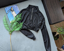 Укорочений світшот кофта з замочком в рубчик укороченный свитшот oversized 