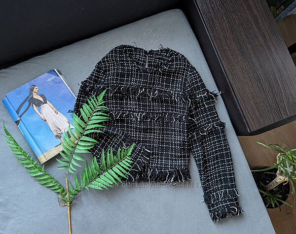 Стильна укорочена кофта светр з бахромою zara