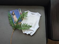 Базовий білий трикотажний топ топік zara xs/s