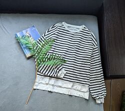 Класний теплий світшот у смужку оверсайз oversized