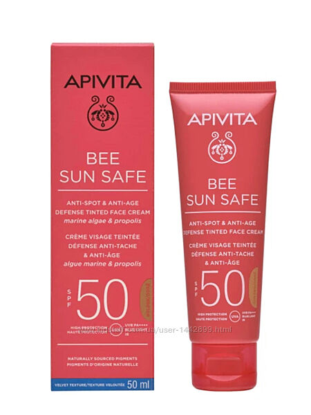 Apivita крем для лица spf 50 от пигментных с тональным эффектом Golden