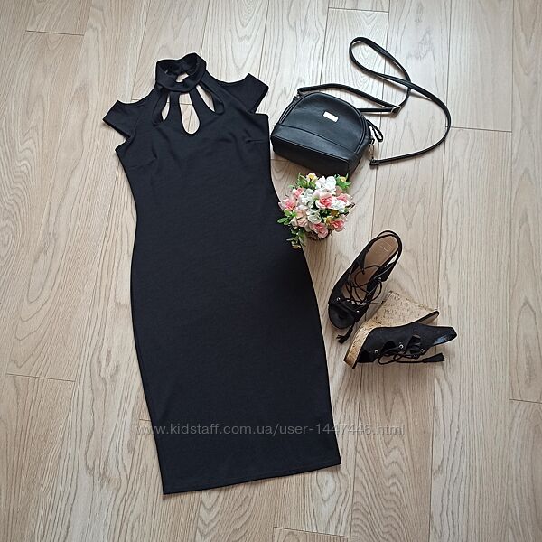 Красивое черное платье футляр, ниже колена, S