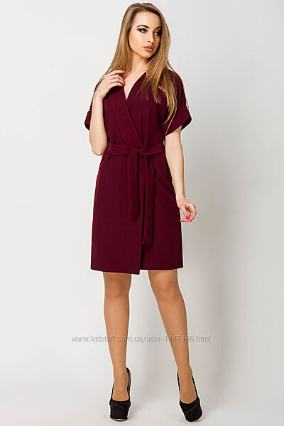 Красивое летнее платье на запах, марсала