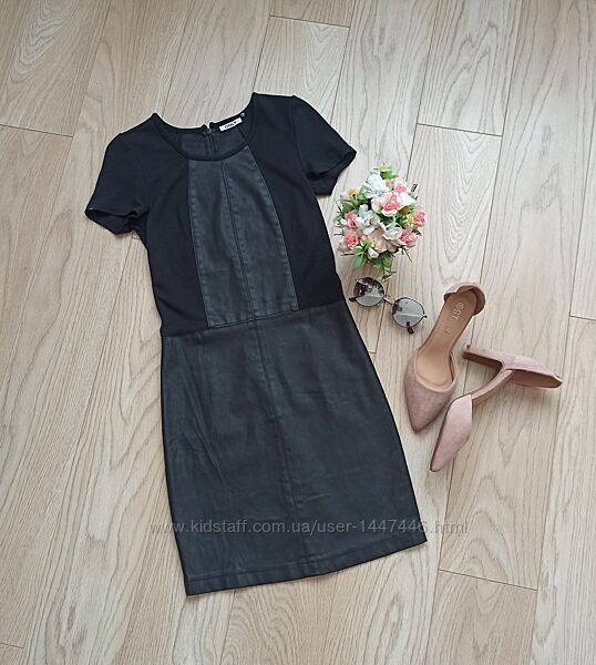 Короткое черное кожаное платье, XS