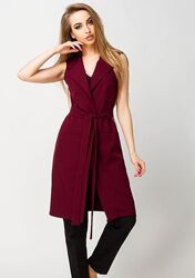 Длинная летняя бордовая жилетка, марсала