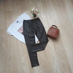 Чорні матові лосини під шкіру, кожаные лосины, XS-S