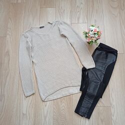 Подовжений бежевий светр, S