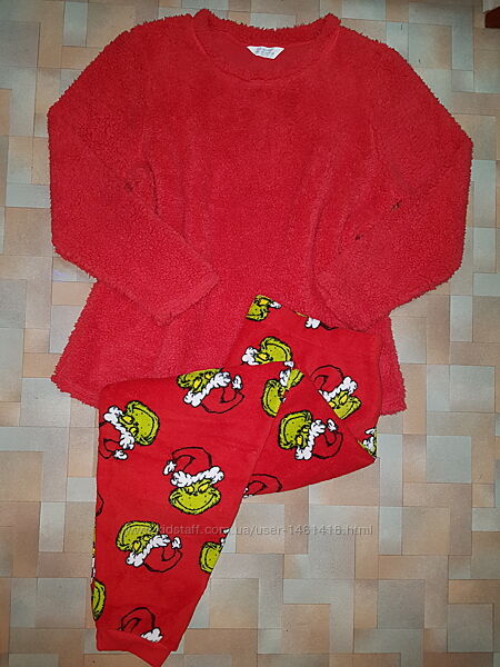 Мега теплый пушистый комплект Гринч, Grinch, пижама плюш George р-р XL