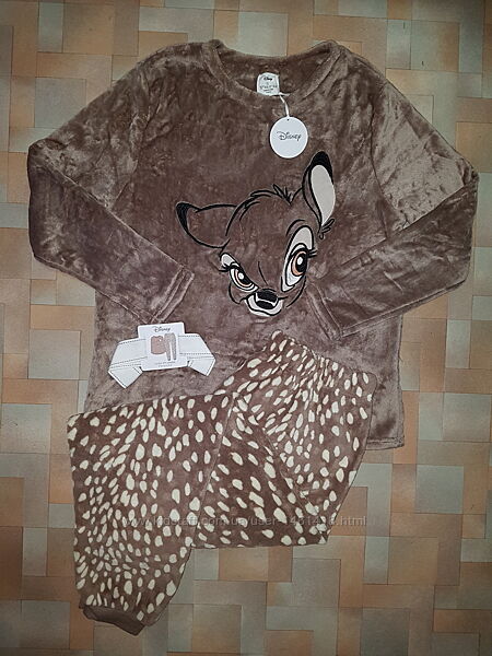 Мега теплый пушистый комплект олень Бемби пижама меховушка, плюш Disney р-р