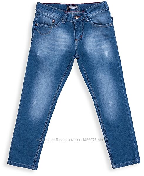 Стрейчевые джинсы с потёртостями для мальчика от E&H.