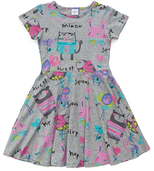 Повсякденна легка літня трикотажна сукня з малюнками для дівчинки. 9-12рокі