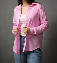 Розовая рубашка , блуза р.48-50