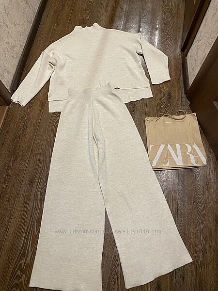 Трендовий стильний костюм штани палаццо кофта оверсайз вовна