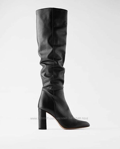 Нереально круті шкіряні ботфорти чоботи труби фірми zara
