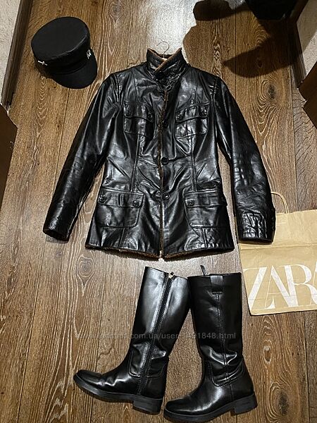 Натуральна шкіряна куртка дублянка на овчині