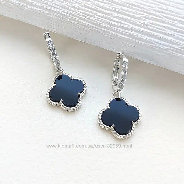 Срібні сережки у вигляді чотирилисника конюшини