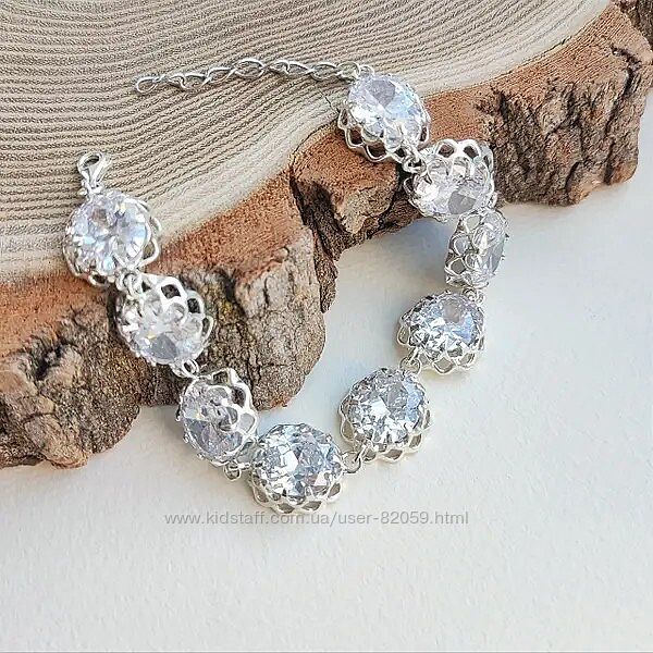 Класичний срібний браслет з фіанітами 