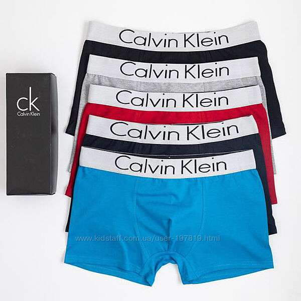 Набор 5 шт. Мужские трусы-боксеры Calvin Klein в коробке. Мужское белье CK.