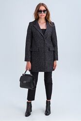 Шерстяное пальто-пиджак из твида Шейла. Женское стильное пальто ТМ Emass 