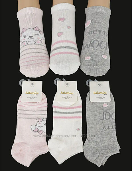 Набор 6 пар. Детские летние носки для девочки 1-10 лет ТМ Arti, Katamino.