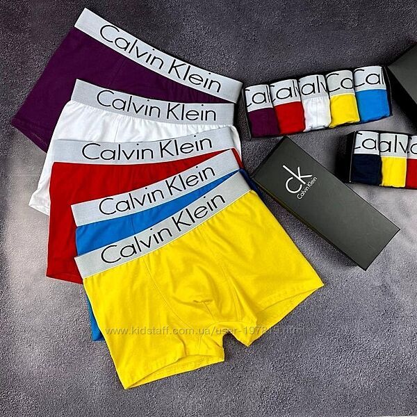 Набор 5 шт. Мужские трусы боксеры Calvin Klein разные цвета. Труси чоловічі
