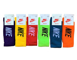Набор 12 пар. Мужские высокие цветные носки теннис Nike и др. бренды. Спорт