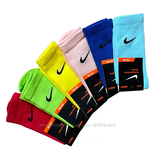 Набор 12 шт. Женские, мужские, подростковые высокие цветные деми носки Nike
