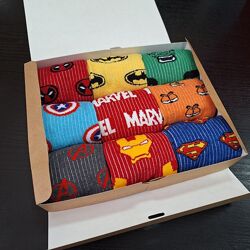 Набор 6-9 пар. Носки с супергероями Marvel, Superman, Avengers, Batman. Хит