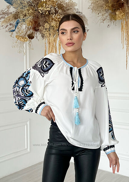 Шикарная модная блуза в украинском стиле вышиванка. Блузка жіноча.
