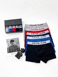 Набор 5 шт. Мужские трусы боксеры Calvin Klein в коробке. Мужские боксерки.